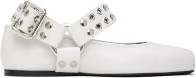 ALAÏA WHITE BIKER BALLERINA FLATS