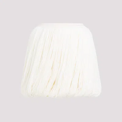 ALAÏA WHITE CASSE WOOL FRINGES SKIRT