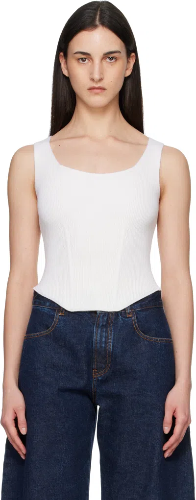 Alaïa White Corset Wool Tank Top