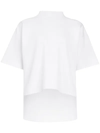 Alaïa Cotton Jersey Asymmetric T-shirt In White