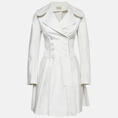 Pre-owned Alaïa White Cotton Double Breasted Flared Coat M