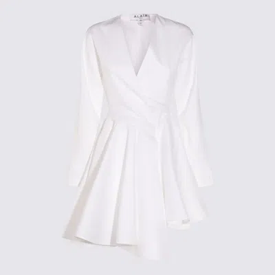 Alaïa Asym Belt Dress In Poplin In White
