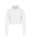 Alaïa High Neck Cropped Long Sleeve Top In White