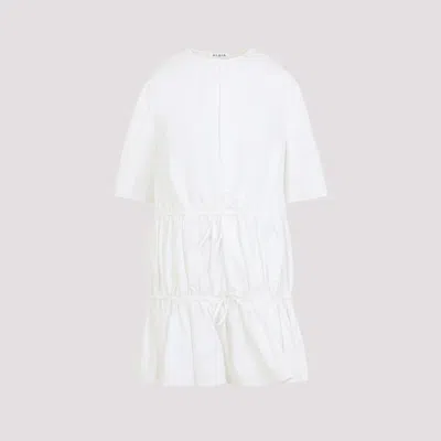 ALAÏA WHITE COTTON RUFFLE DRESS
