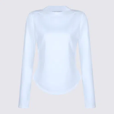 Alaïa White Cotton T-shirt In Blue