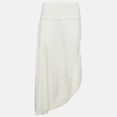 Pre-owned Alaïa White Crepe Asymmetric Midi Skirt S