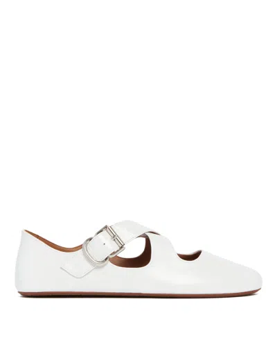 Alaïa White Criss Cross Ballet Flats