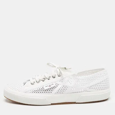 Pre-owned Alaïa White Fishnet And Canvas Superga Sneakers Size 42