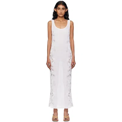 Alaïa White Guipure Lace Flower Midi Dress