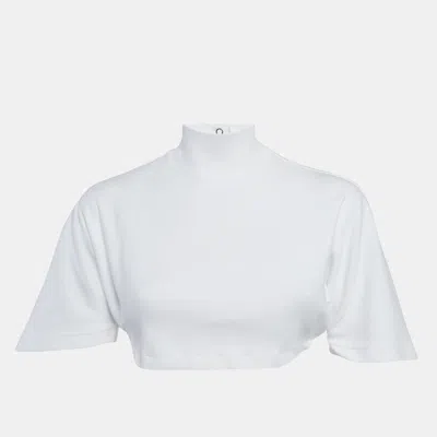 Pre-owned Alaïa White Jersey Crop Polo T-shirt Xs