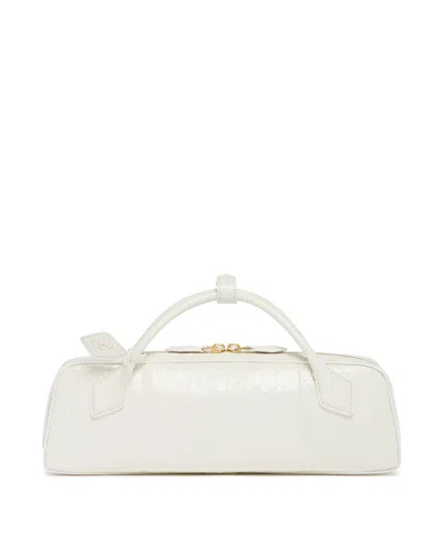 Alaïa White Le Teckel Leather Pouch In White Bianco   #ffffff