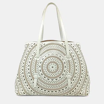 Pre-owned Alaïa White Leather Laser-cut Shoulder Bag