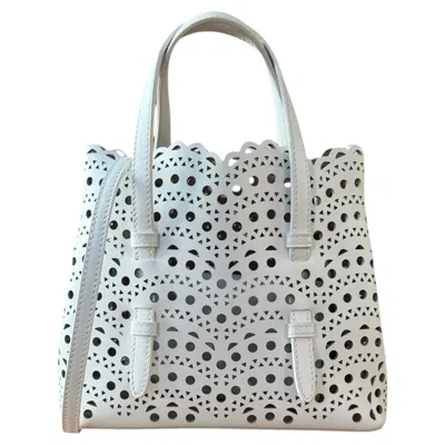 Pre-owned Alaïa Alaia White Leather Mina 20 Small Perforated Leather Tote Crossbody Bag