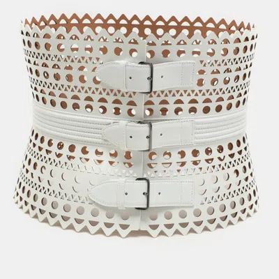 Pre-owned Alaïa White Leather Vienne Corset Belt 75cm
