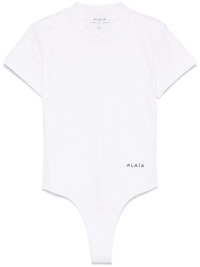 ALAÏA WHITE LOGO BODYSUIT