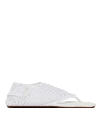 ALAÏA WHITE MESH THONG SANDALS