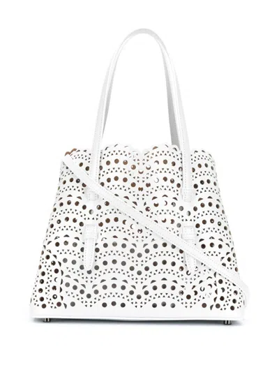 Alaïa White Mina 25 Tote Bag