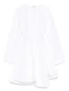 Alaïa Asym Belt Dress In Poplin In White