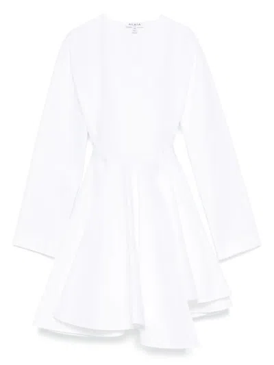 ALAÏA ALAIA WHITE ML DRESS WITH SPIRAL BELT