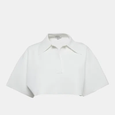 Pre-owned Alaïa White Stretch Crepe Crop Top S