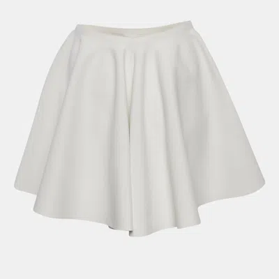 Pre-owned Alaïa White Stretch Crepe Skater Mini Skirt S