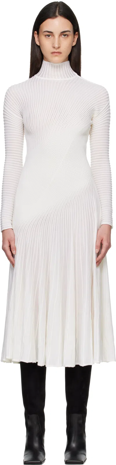 Alaïa White Twisted Fine Wool Midi Dress In Brown