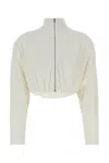 Alaïa Draped Mockneck Jersey Jacket In White