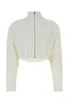 Alaïa Viscose Blend Jacket Draped Design Neckline In White