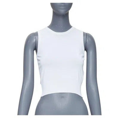 Pre-owned Alaïa Alaia White Viscose Blend Sleeveless Round Neck Ribbed Hem Crop Vest Fr36 S
