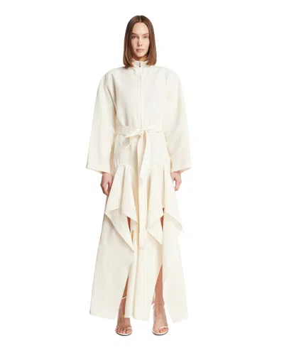 Alaïa Poplin Ruffle Jumpsuit In White