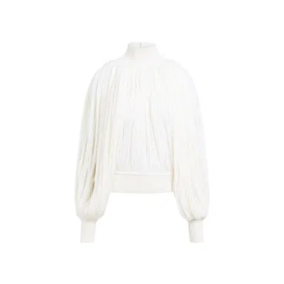 Alaïa White Wool/polyamide Textured Blend Sweater
