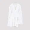 Alaïa Asym Belt Dress In Poplin In White