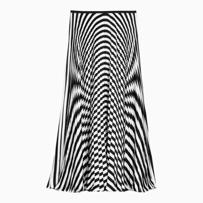 Alaïa Pleated Optical-effect Crepe Midi Skirt In Black