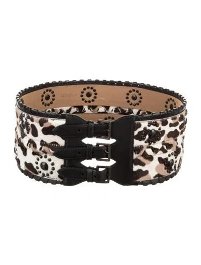 Pre-owned Alaïa Wide Calf Hair Waist Belt In Neutral