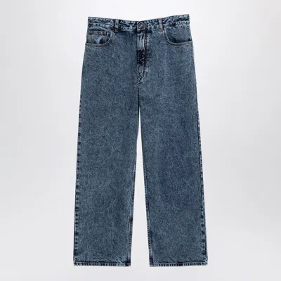 Alaïa Alaia Wide Denim Jeans With Knitted Band Women In Blue