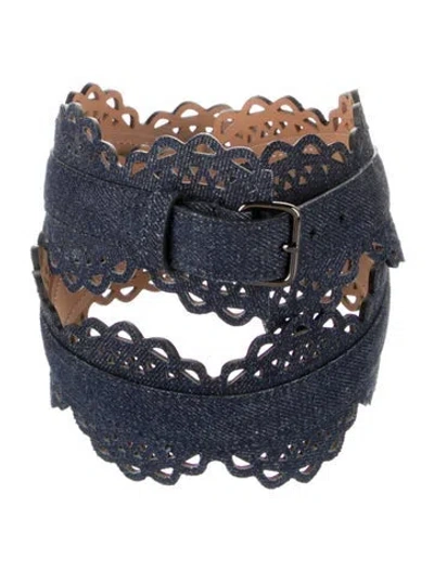 Pre-owned Alaïa Wide Denim Waist Belt In Blue