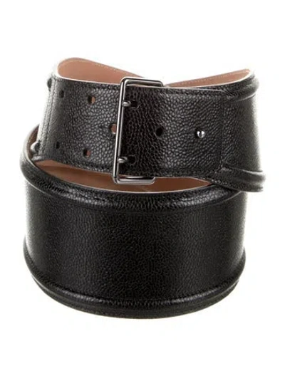 Pre-owned Alaïa Wide Embossed Leather Waist Belt In Black