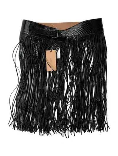 Pre-owned Alaïa Wide Embossed Leather Waist Belt W/ Tags In Black