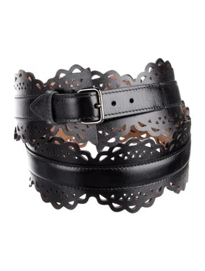 Pre-owned Alaïa Wide Leather Belt In Black