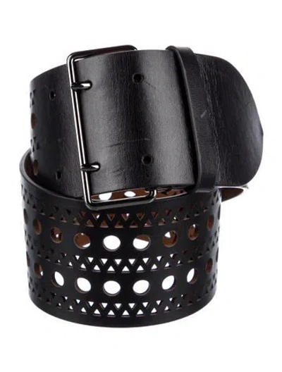 Pre-owned Alaïa Wide Leather Belt In Black