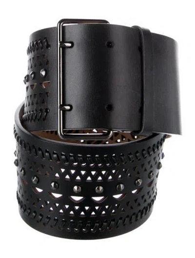 Pre-owned Alaïa Wide Leather Belt In Black