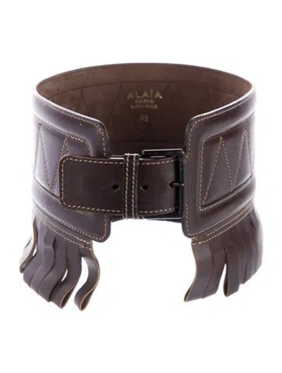 Pre-owned Alaïa Wide Leather Belt In Brown