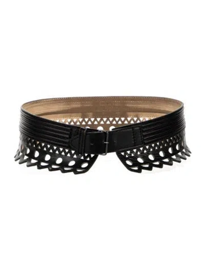 Pre-owned Alaïa Wide Leather Belt Kit In Black