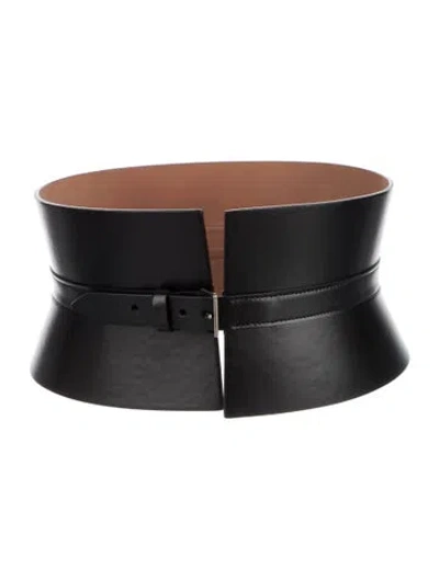 Pre-owned Alaïa Wide Leather Belt Kit In Black