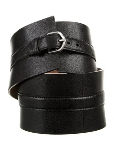 Pre-owned Alaïa Wide Leather Belt Kit In Black