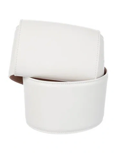 Pre-owned Alaïa Wide Leather Belt Kit In White