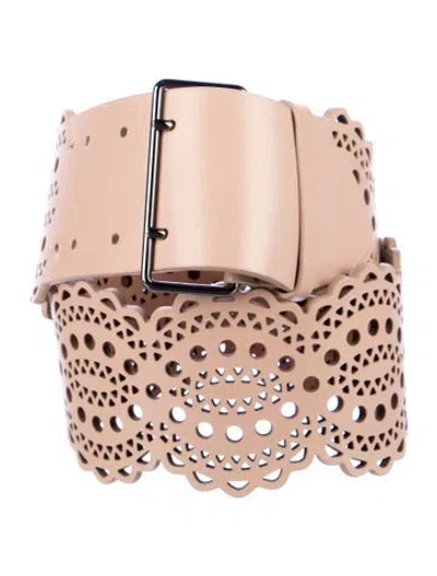 Pre-owned Alaïa Wide Leather Belt In Neutral
