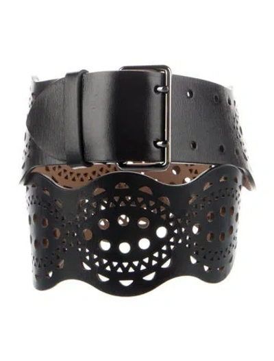 Pre-owned Alaïa Wide Leather Belt W/ Tags In Black