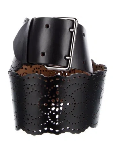 Pre-owned Alaïa Wide Leather Waist Belt In Black