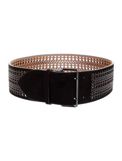 Pre-owned Alaïa Wide Leather Waist Belt In Black